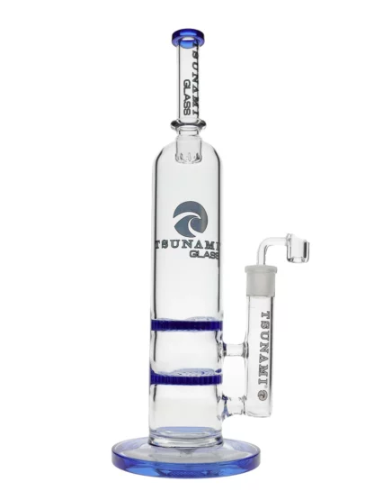 15" Tsunami Concentrate Rig Double Honeycomb Water Pipe - Clear Blue