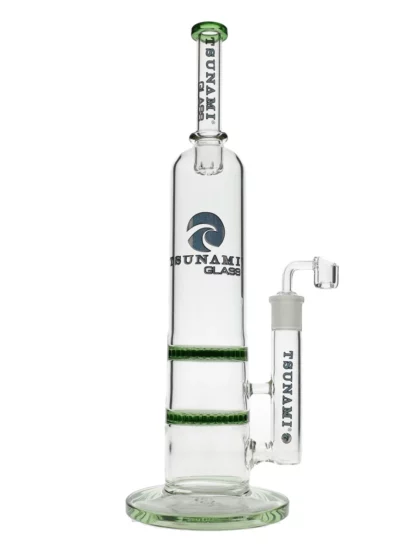 15" Tsunami Concentrate Rig Double Honeycomb Water Pipe - Clear Green
