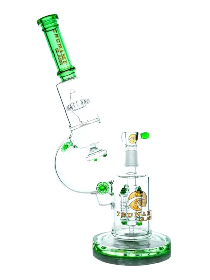 14 Tsunami Microscope Quad Rocket Domed Perc Water Pipe Clear Green