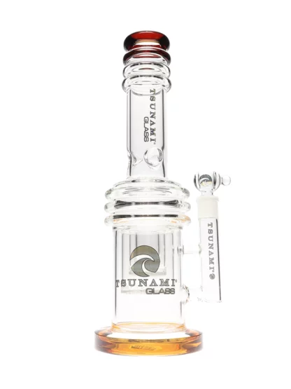 17″ Tsunami Triple Honeycomb Heart Perc Water Pipe Amber