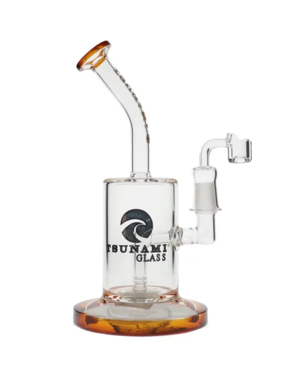 10" Tsunami Concentrate Rig Micro Water Pipe - Clear Amber