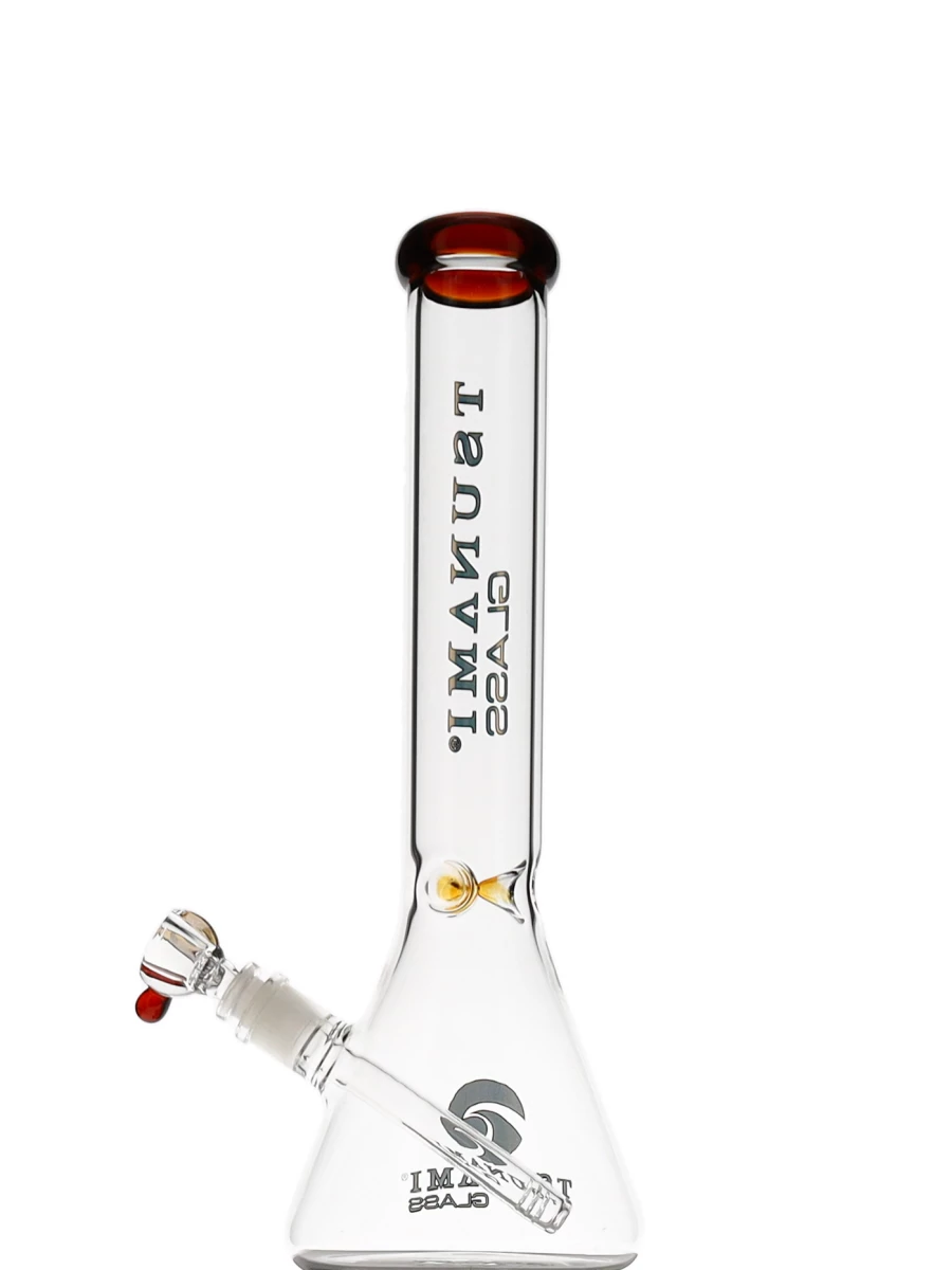 15" Tsunami Beaker Base Ice Catcher Water Pipe - Clear Amber