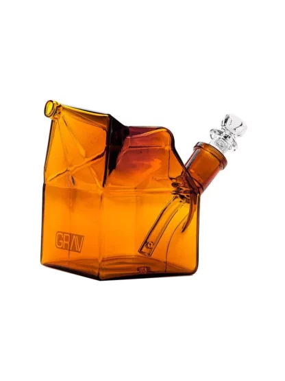 Grav Milk Carton Bubbler Hand Pipe Amber
