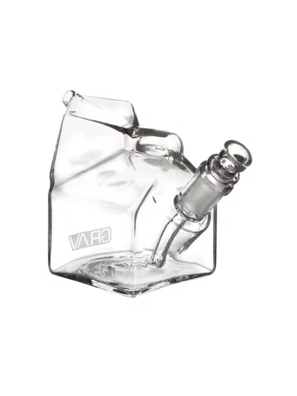Grav Milk Carton Bubbler Hand Pipe Clear