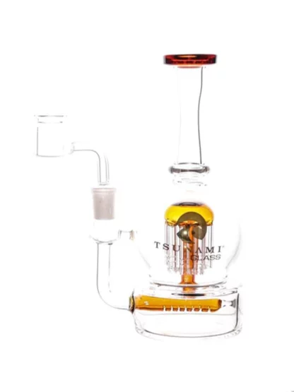 8" Tsunami Concentrate Rig Inline Tree Water Pipe - Amber