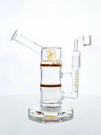 9" Tsunami Concentrate Rig Side Neck Honey Turbine Water Pipe - Clear Amber