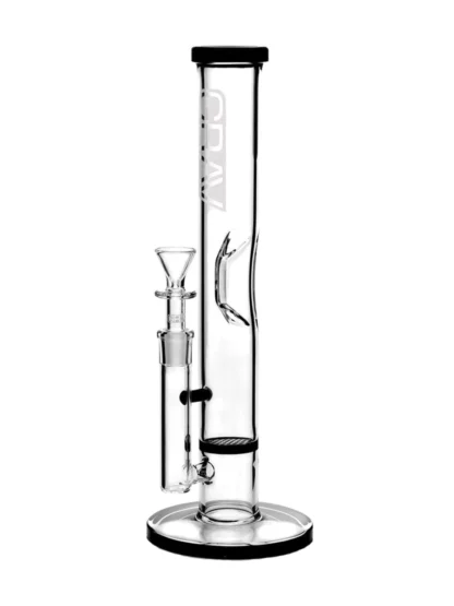 Grav Medium Straight Base With Disc Water Pipe - Black Accents
