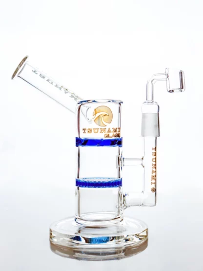 9" Tsunami Concentrate Rig Side Neck Honey Turbine Water Pipe - Clear Blue