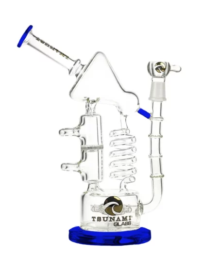 12" Tsunami Concentrate Rig Sprinkler Honeycomb Twist Recycler Water Pipe - Clear Blue