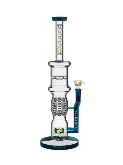 12" Tsunami Showerhead Grenade Turbine Water Pipe - Clear Blue