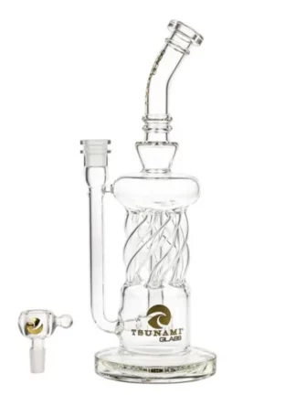 12" Tsunami Showerhead Twist Perc Recycler Water Pipe