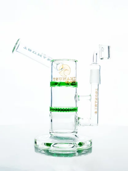9" Tsunami Concentrate Rig Side Neck Honey Turbine Water Pipe - Clear Green