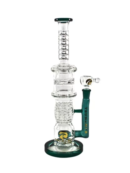 12" Tsunami Showerhead Grenade Turbine Water Pipe - Clear Green
