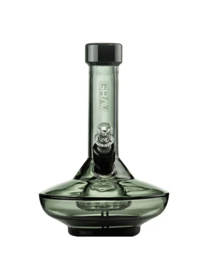 Grav Small Wide Base Water Pipe - Smoke With Black Accents