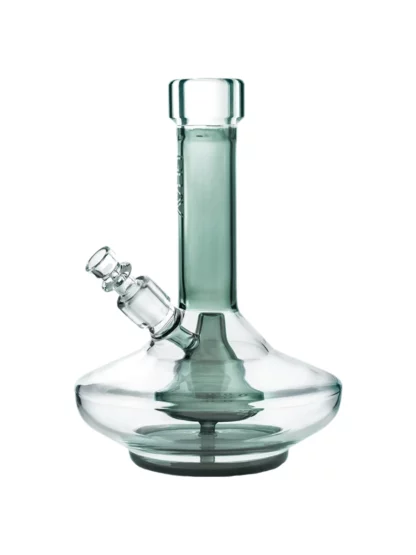 Grav Small Wide Base Water Pipe - Smoke Grey With Clear Accents