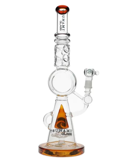 18" Tsunami Sprinkler Donut Perc Water Pipe - Clear Amber