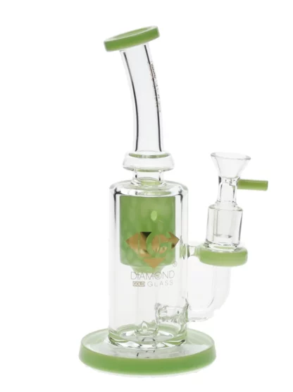 8" Honeycomb Perc Dab Rig by Diamond Glass - Slymegreen