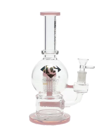 10" Orb Showerhead Dab Rig by Diamond Glass - Pink