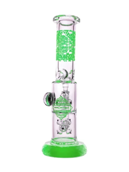 Arcatek Diamond Base Double Spore Water Pipe 14" - Clear Green