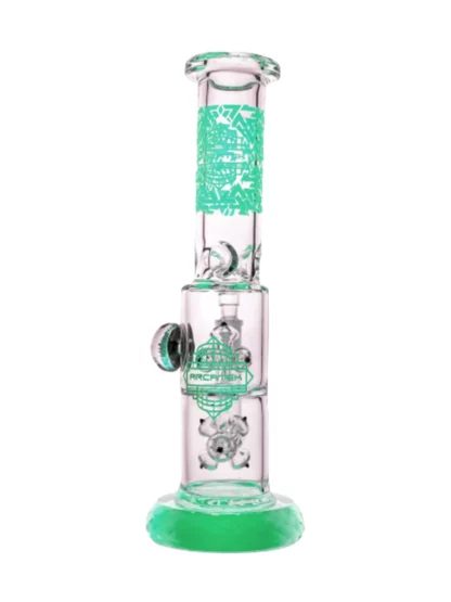 Arcatek Diamond Base Double Spore Water Pipe 14" - Clear Mint