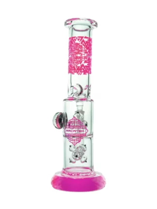Arcatek Diamond Base Double Spore Water Pipe 14" - Clear Pink