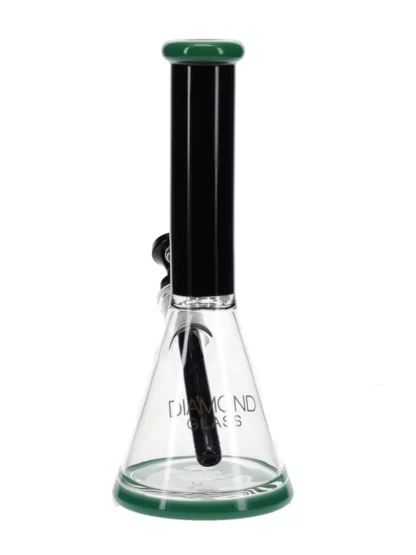 11" Fleek Beaker Bong by Diamond Glass - Black Green