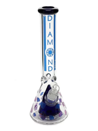 14" Pyramid Perc Water Pipe by Diamond Glass - Blue
