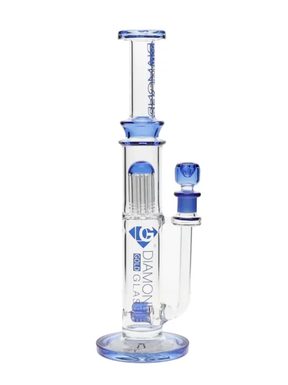 16" 8-Arm Tree Perc Water Pipe by Diamond Glass - Blue Violet