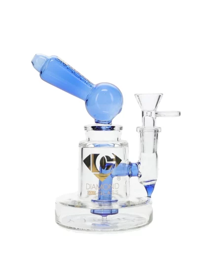 6" Galex Showerhead Perc Mini Dab Rig by Diamond Glass - Blue Violet