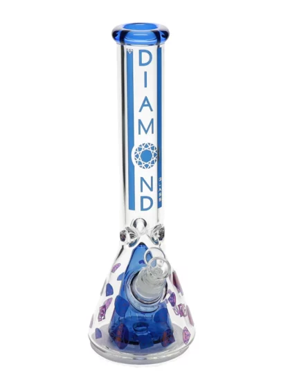 14" Pyramid Perc Water Pipe by Diamond Glass - Blue Violet