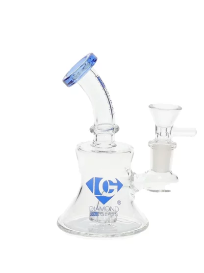 6" Showerhead Perc Mini Dab Rig by Diamond Glass - Blue Violet