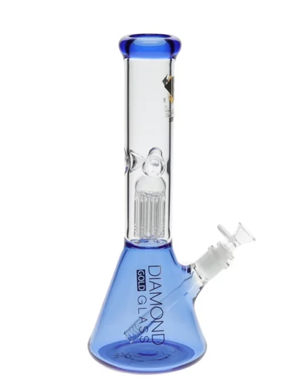 12" Mansion Tree Perc Water Pipe by Diamond Glass - Blue Violet