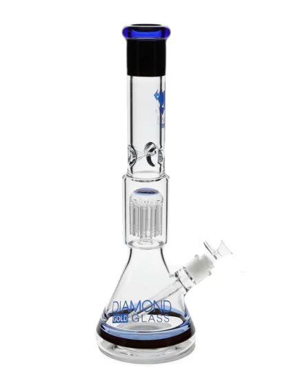 17" Double Tone Tree Perc Beaker Water Pipe by Diamond Glass - Blue Violet