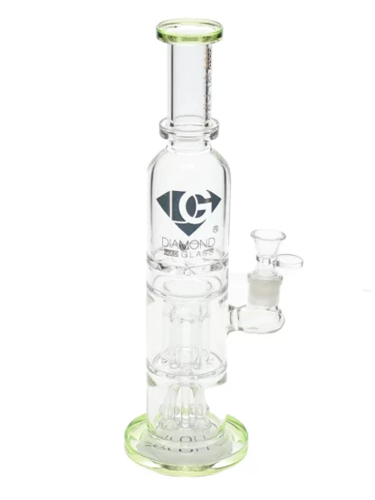 14.5" Triple Chamber Water Pipe by Diamond Glass - Bright Green