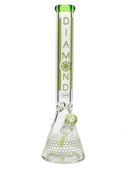 18" Dalmont No Perc Water Pipe by Diamond Glass - Bright Green