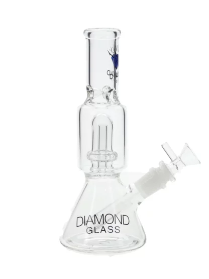 Diamond Glass 8" Beaker Showerhead Perc Water Pipe - Clear Blue