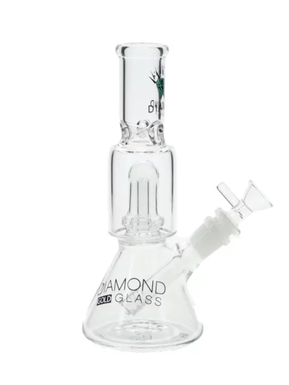 Diamond Glass 8" Beaker Showerhead Perc Water Pipe - Clear Jade