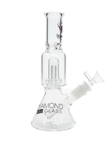 Diamond Glass 8" Beaker Showerhead Perc Water Pipe - Clear Pink