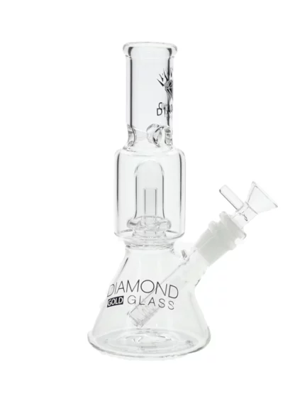 Diamond Glass 8" Beaker Showerhead Perc Water Pipe - Clear White