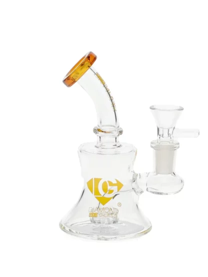 6" Showerhead Perc Mini Dab Rig by Diamond Glass - Gold