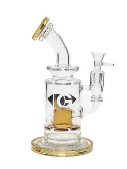 10" Chunk Colored Slit Perc Dab Rig by Diamond Glass - Gold
