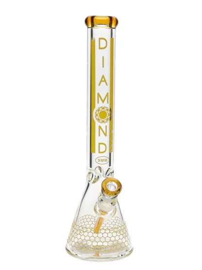 18" Dalmont No Perc Water Pipe by Diamond Glass - Gold