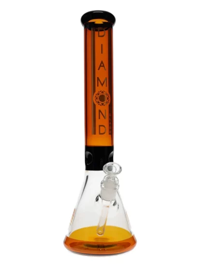 18" Khiva No Perc Beaker Water Pipe by Diamond Glass - Gold