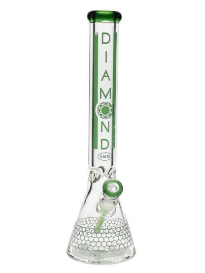 18" Dalmont No Perc Water Pipe by Diamond Glass - Green