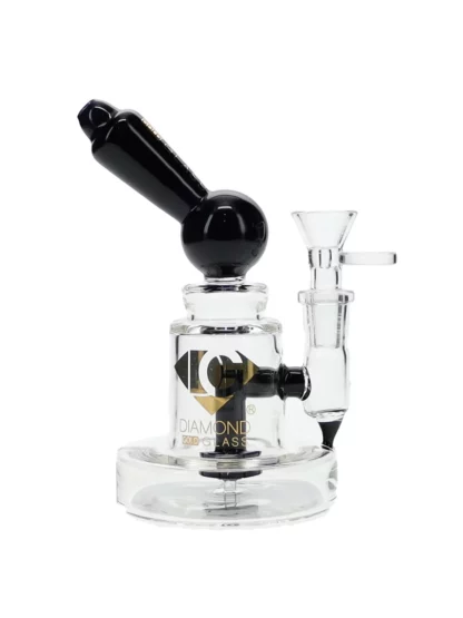 6" Galex Showerhead Perc Mini Dab Rig by Diamond Glass - Black