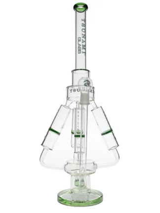 21″ Tsunami Sprinkler Perc Quad Honeycomb Chamber Clear Green
