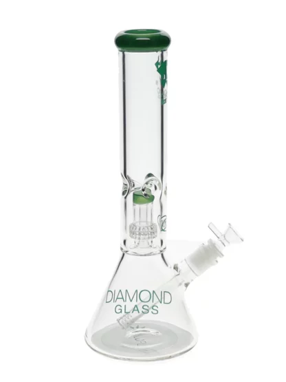 14" Daze Matrix Showerhead Perc Beaker Water Pipe by Diamond Glass - Jade