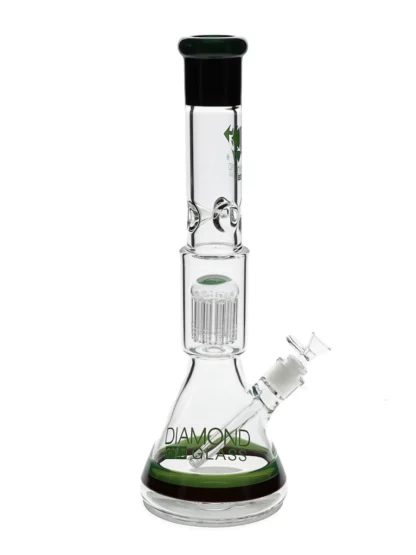 17" Double Tone Tree Perc Beaker Water Pipe by Diamond Glass - Jade