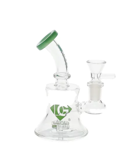 6" Showerhead Perc Mini Dab Rig by Diamond Glass - Jade