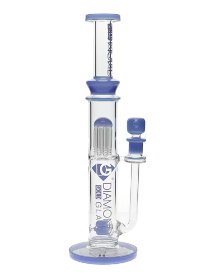 16" 8-Arm Tree Perc Water Pipe by Diamond Glass - Milk Blue